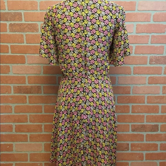 A L C Womens Silk Dress Asymmetrical Hem Colorful Floral Print Size 6 - Picture 5 of 8